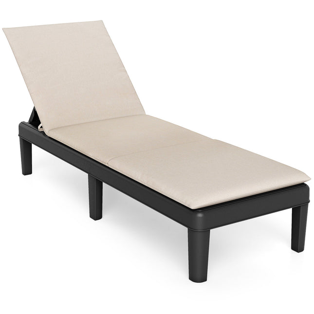 Patio Lounge Chair 3-Position Adjustable Backrest and Cushion-White