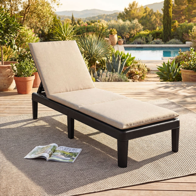Patio Lounge Chair 3-Position Adjustable Backrest and Cushion-White