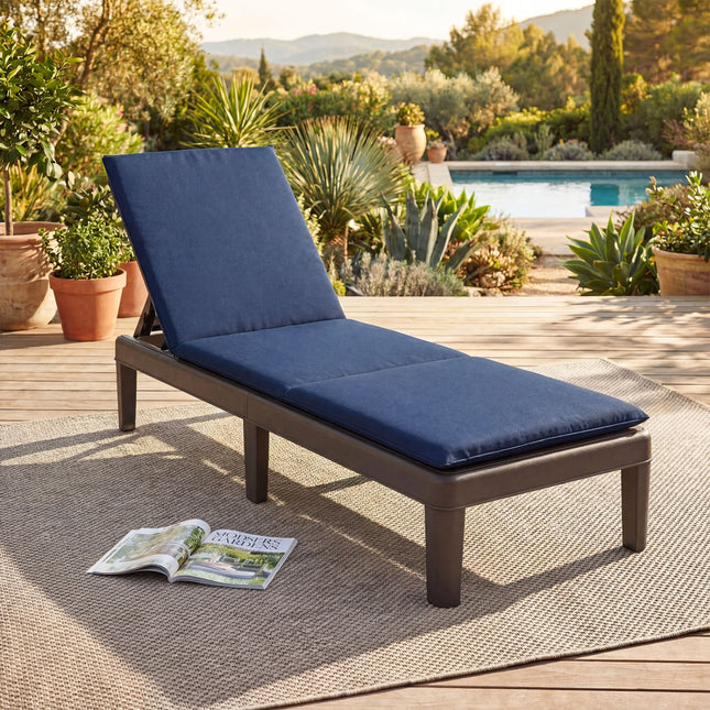 Patio Lounge Outdoor Recliner Chair with Cushion 3-Position Adjustable Backrest-Navy