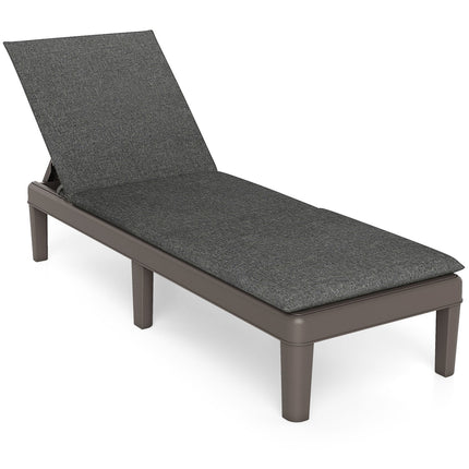 Patio Lounge Outdoor Recliner Chair with Cushion 3-Position Adjustable Backrest-Gray