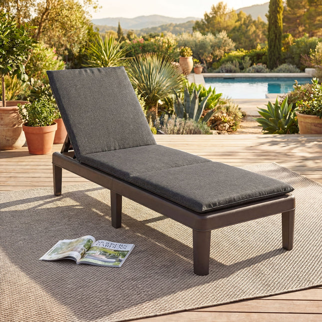 Patio Lounge Outdoor Recliner Chair with Cushion 3-Position Adjustable Backrest-Gray