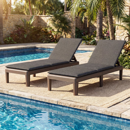 Patio Lounge Outdoor Recliner Chair with Cushion 3-Position Adjustable Backrest-Gray