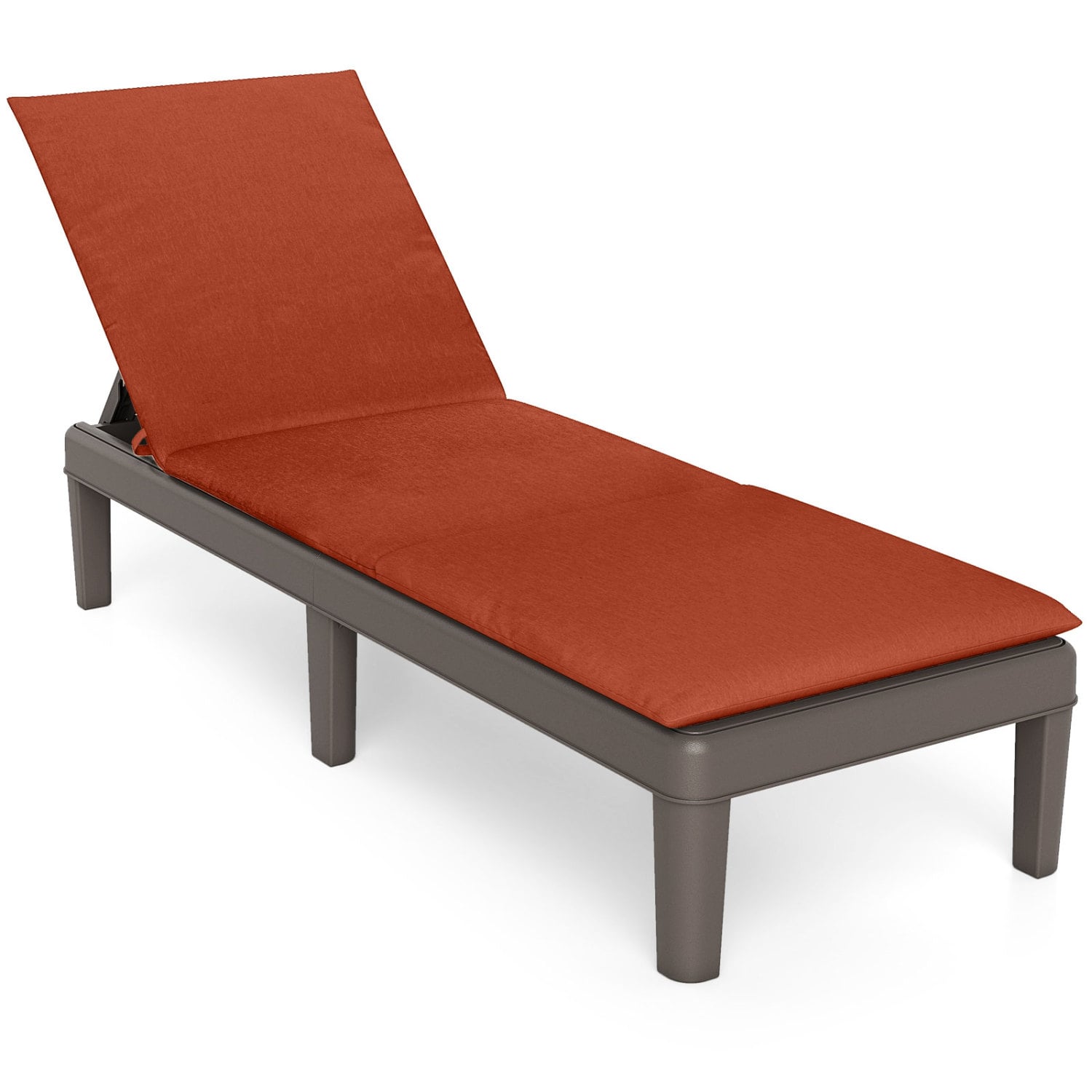 Patio Lounge Outdoor Recliner Chair with Cushion 3-Position Adjustable Backrest-Orange