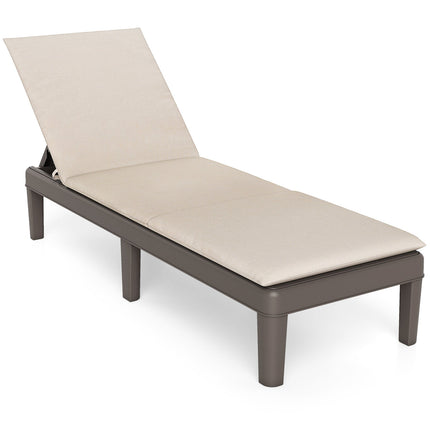 Patio Lounge Outdoor Recliner Chair with Cushion 3-Position Adjustable Backrest-Beige
