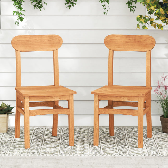 Patio Teak Wood Chair Armless Dining Chair with Slatted Seat