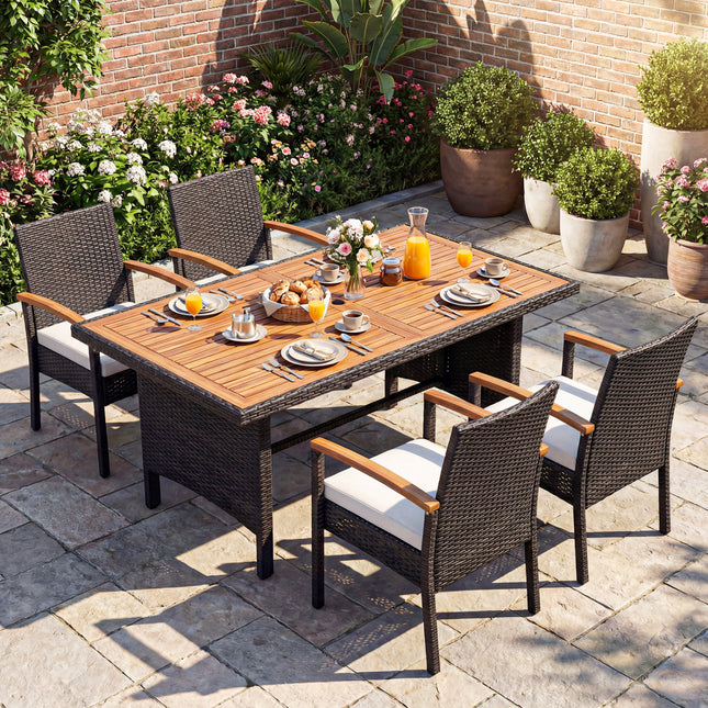Patio Wicker Chair with Soft Zippered Cushion-Set of 4