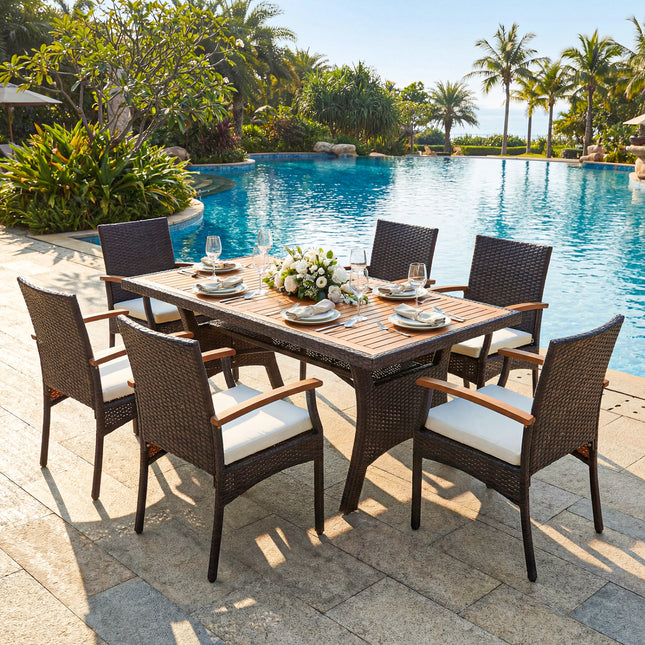 Patio Wicker Chair with Soft Zippered Cushion-Set of 4