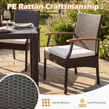 Patio Wicker Chair with Soft Zippered Cushion-Set of 4