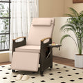 Patio Wicker Recliner Chair with Adjustable Backrest and Footrest-Brown