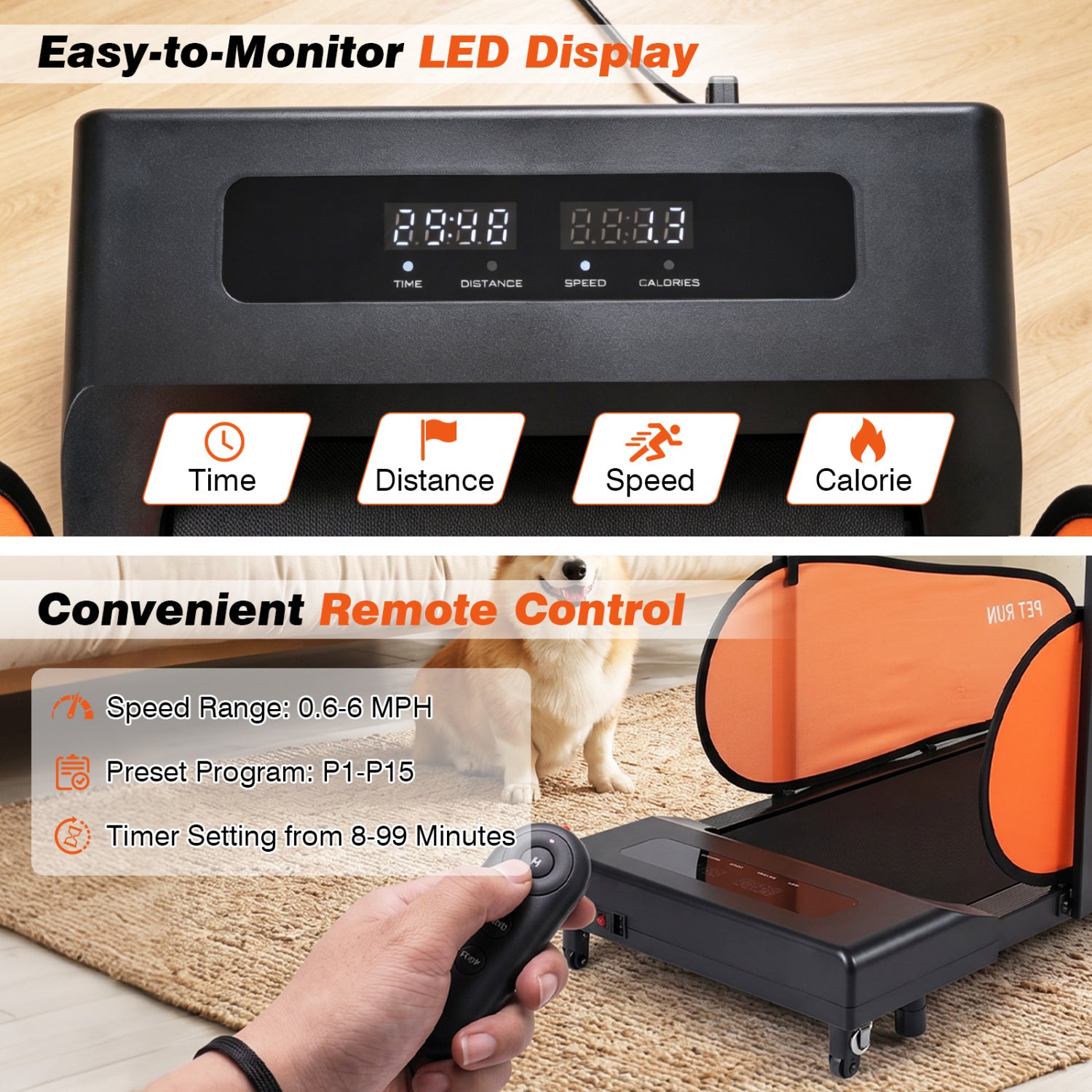 Pet Treadmill for Small & Medium Dogs with LED Display and Adjustable Speed-Black