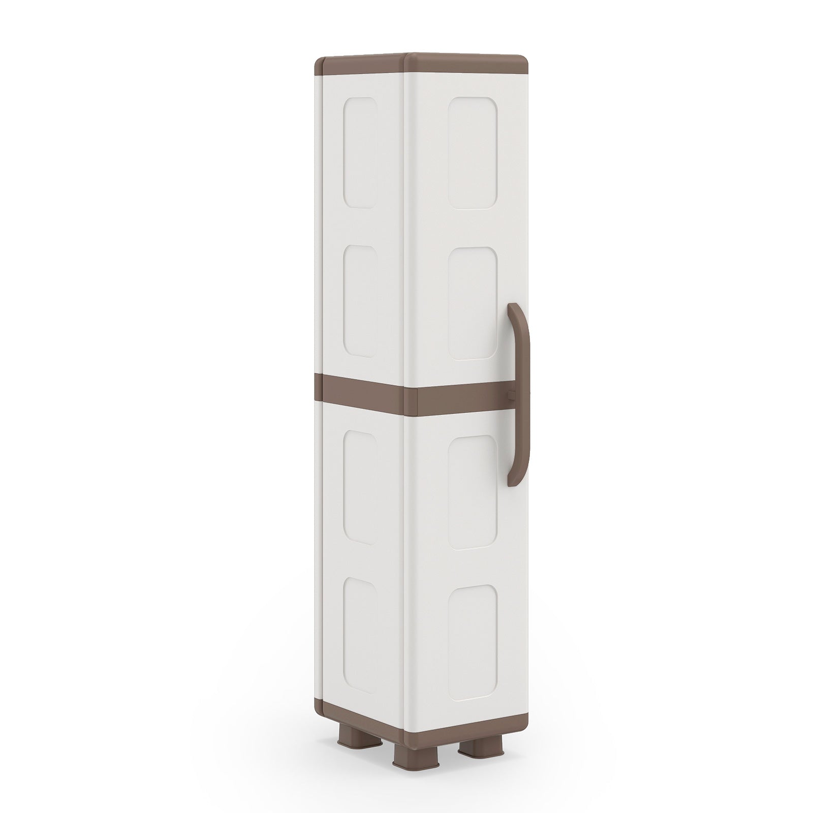 Plastic Kitchen Pantry with 4 Adjustable Shelves and Single Door for Living Room and Kitchen-Beige