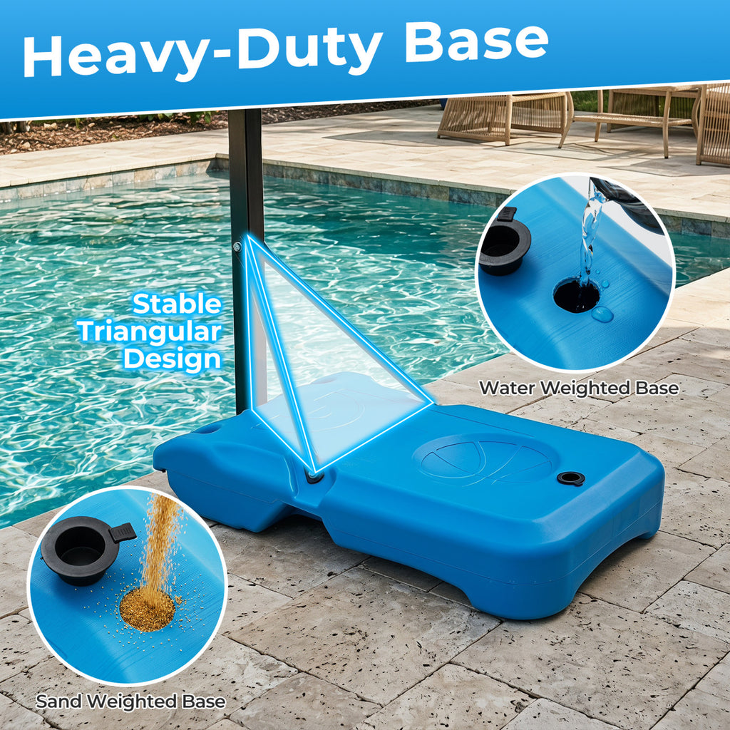 Pool Basketball Hoop with 3-Level Adjustable Height and Weighted Base