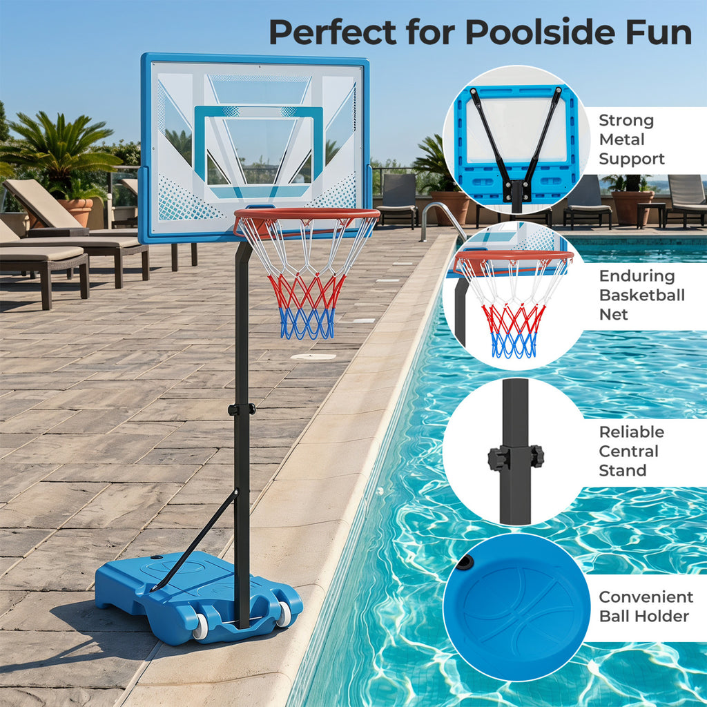 Pool Basketball Hoop with 3-Level Adjustable Height and Weighted Base