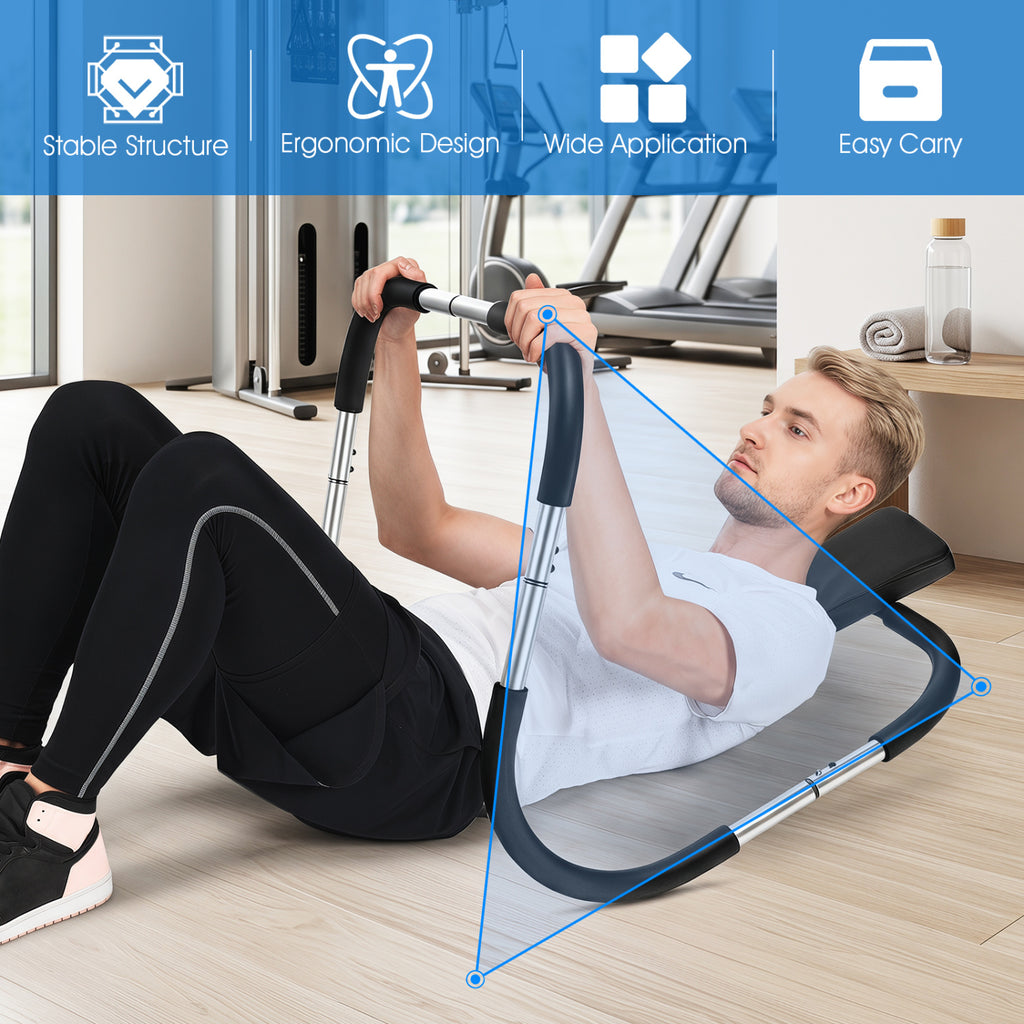 Portable AB Trainer with Headrest and Foam Handle for Office Home Gym-Silver