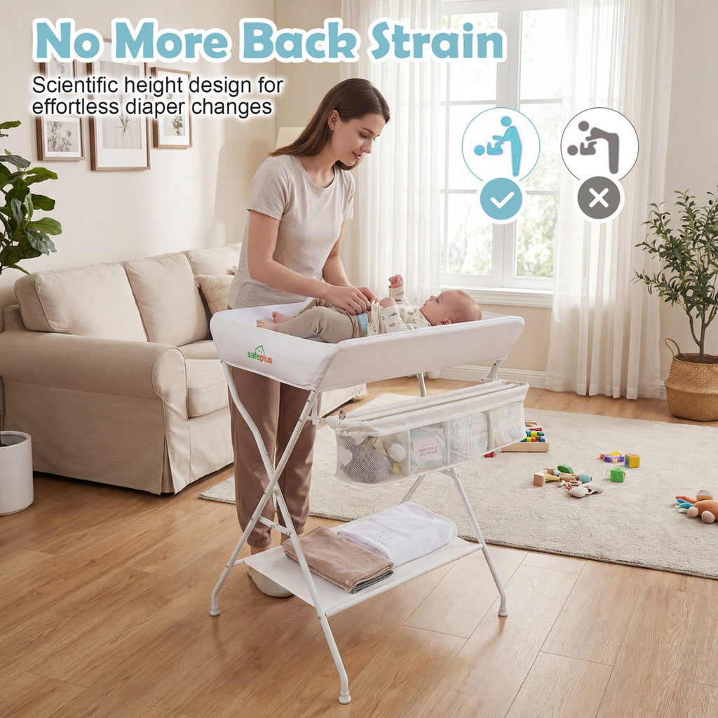 Portable Baby Change Table Folding Newborn Nursery Organizer-Beige