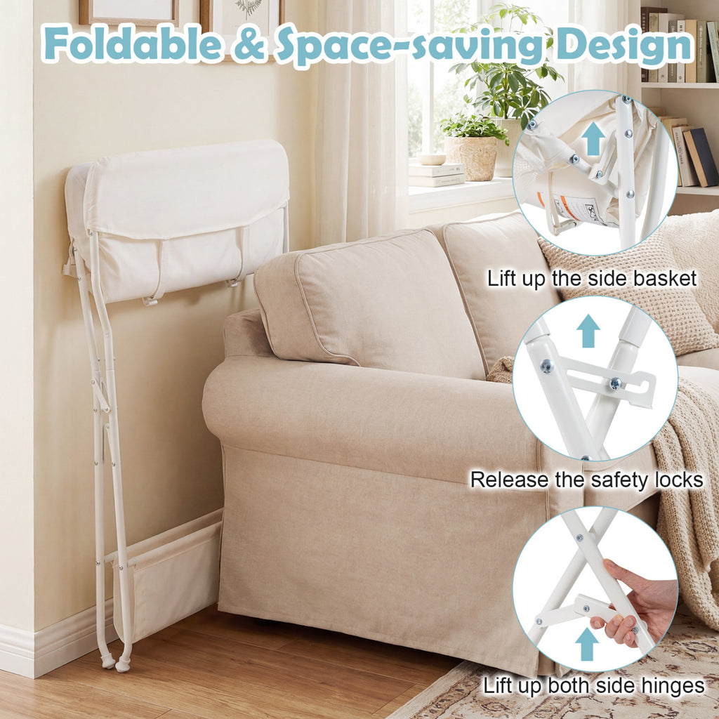 Portable Baby Change Table Folding Newborn Nursery Organizer-Beige