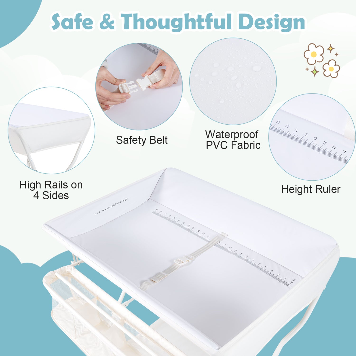 Portable Baby Change Table Folding Newborn Nursery Organizer-Beige