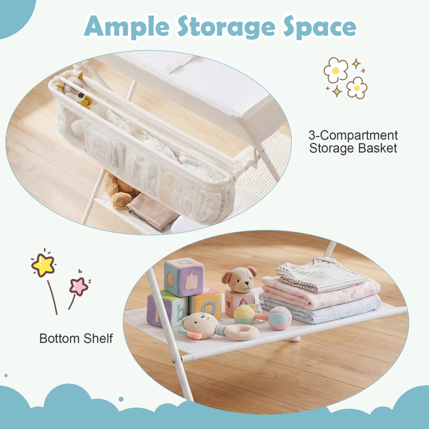 Portable Baby Change Table Folding Newborn Nursery Organizer-Beige