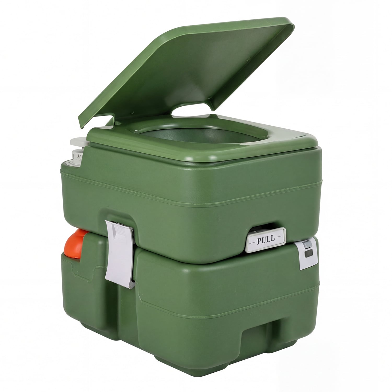 Portable Camping Toilet Porta Potty with Level Indicator and 22 L Detachable Waste Tank-Green