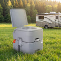 Portable Camping Toilet Porta Potty with Level Indicator and 22 L Detachable Waste Tank-Gray