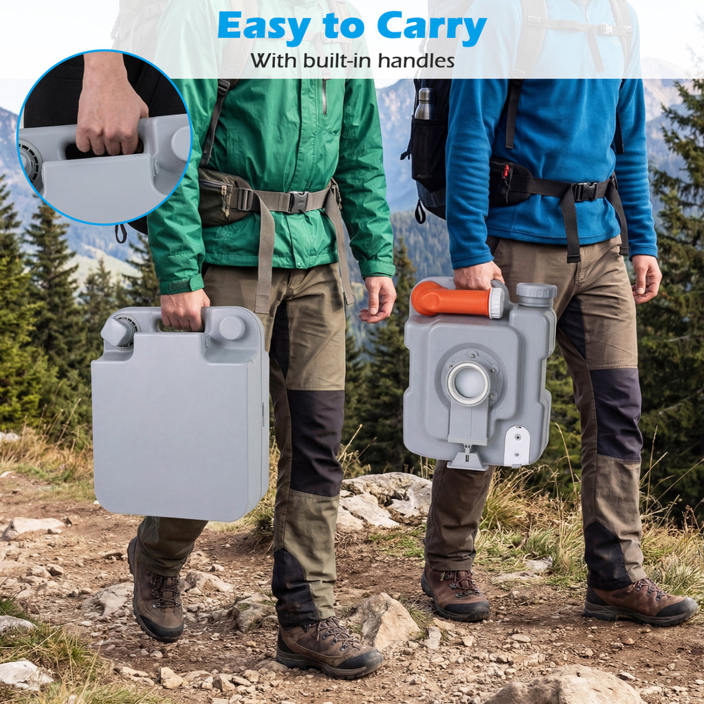 Portable Camping Toilet Porta Potty with Level Indicator and 22 L Detachable Waste Tank-Gray
