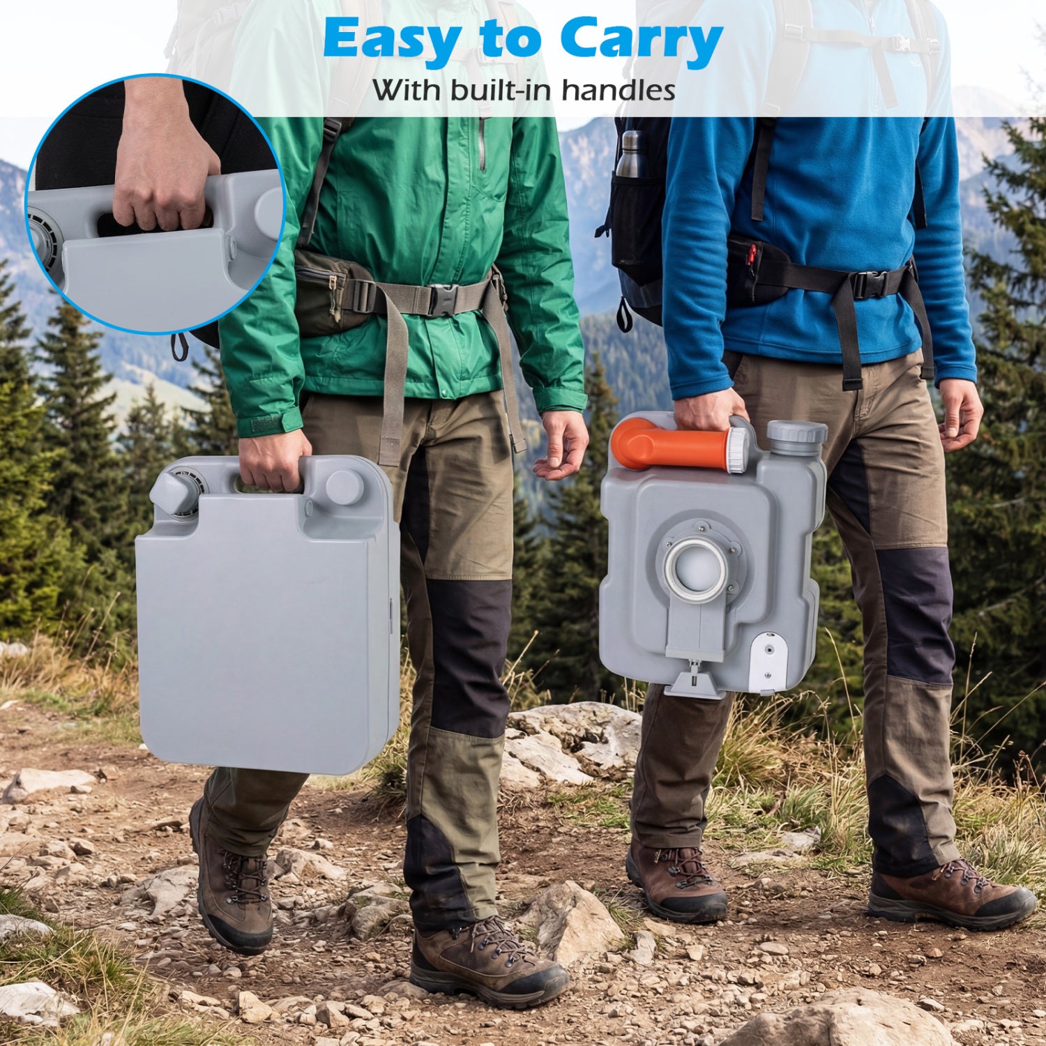 Portable Camping Toilet Porta Potty with Level Indicator and 22 L Detachable Waste Tank-Gray
