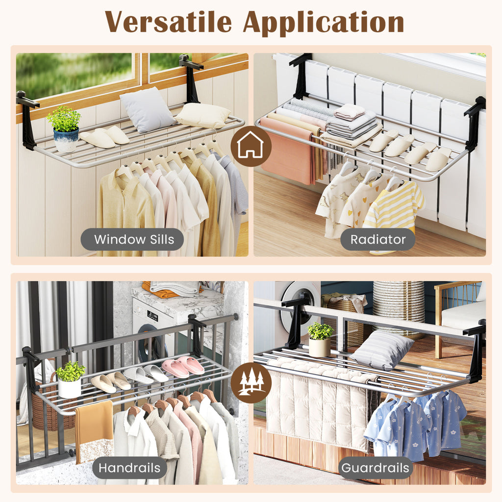 Portable Clothes Drying Rack Extendable Radiator Clothes Airer with Robust Aluminum Frame