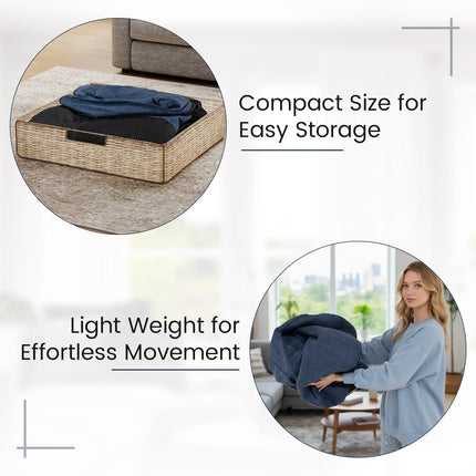Portable L-Shaped Inflatable Lazy Sofa with Detachable Cover-Blue