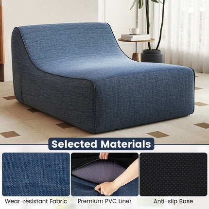 Portable L-Shaped Inflatable Lazy Sofa with Detachable Cover-Blue