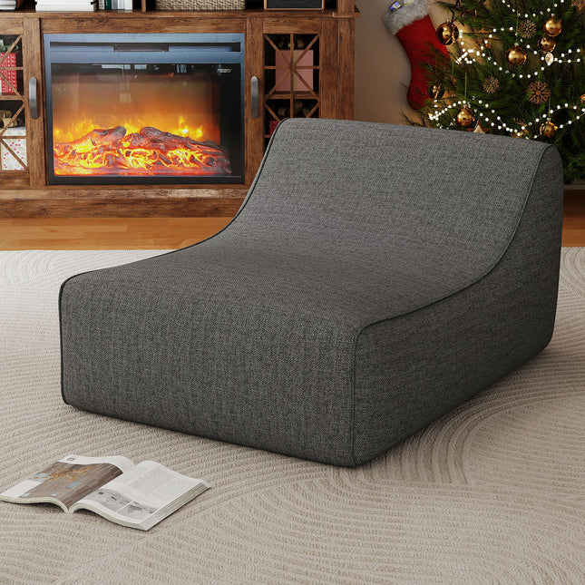 Portable L-Shaped Inflatable Lazy Sofa with Detachable Cover-Gray
