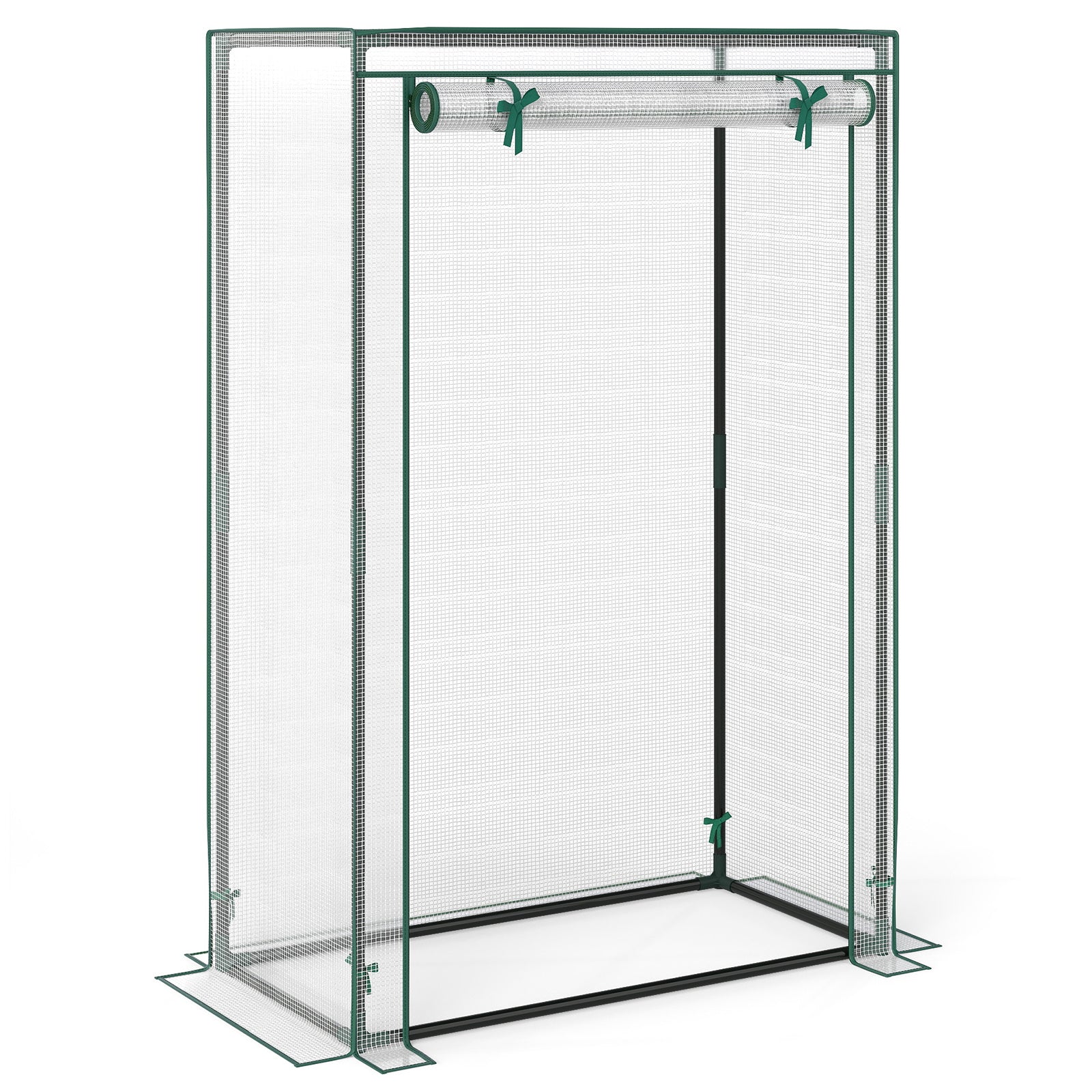 Portable Mini Greenhouse with Roll-Up Zippered Door-White