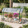 Portable Mini Greenhouse with PE Cover and Zippered Door for Vegetables-Green