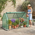 Portable Mini Greenhouse  Small Garden Greenhouse with PE Cover and Zippered Roll-up Door for Vegetables-Green