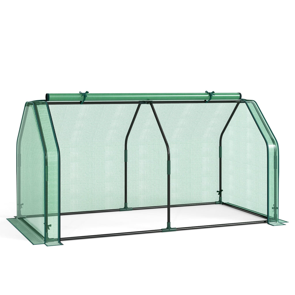 Portable Mini Greenhouse  Small Garden Greenhouse with PE Cover and Zippered Roll-up Door for Vegetables-Green