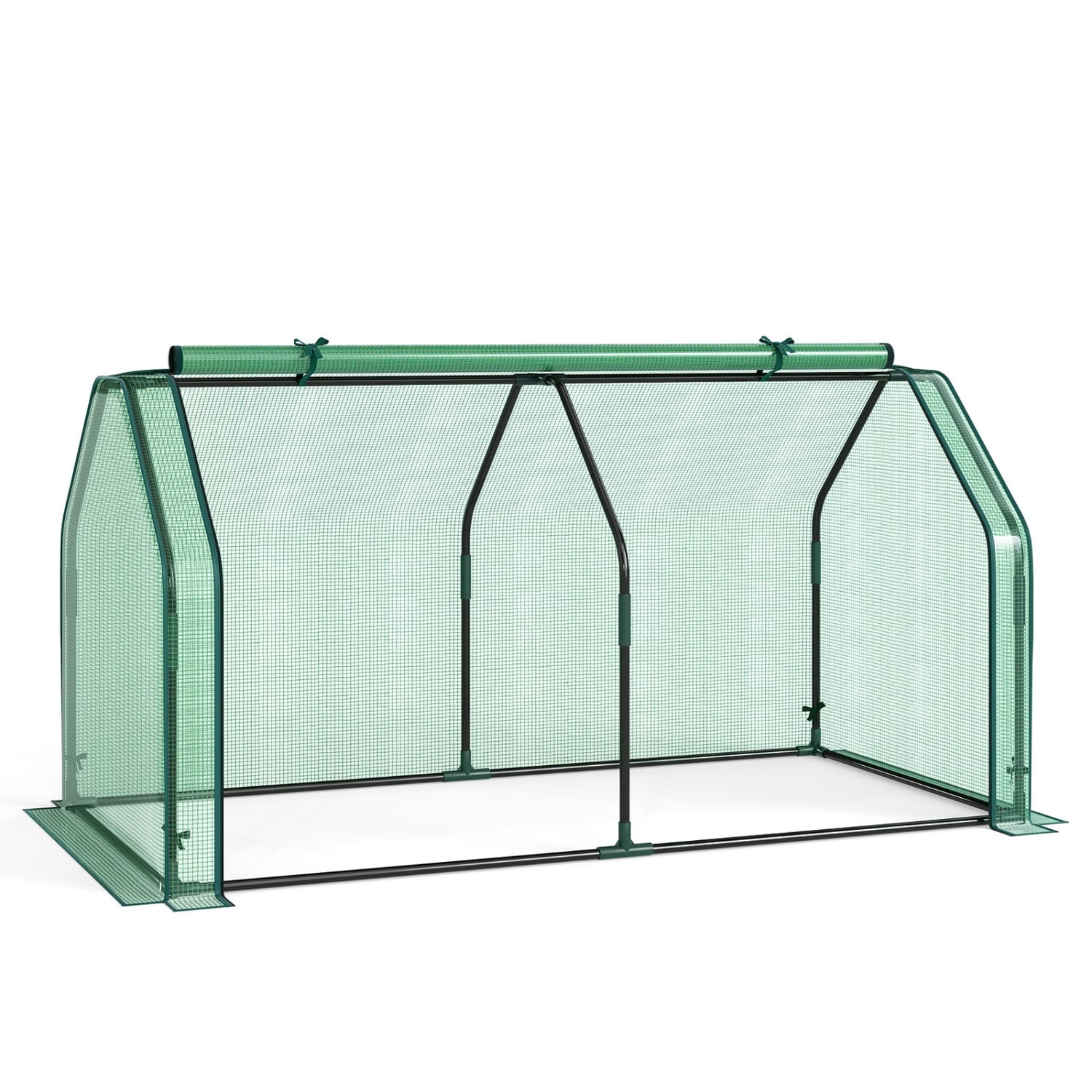 Portable Mini Greenhouse  Small Garden Greenhouse with PE Cover and Zippered Roll-up Door for Vegetables-Green