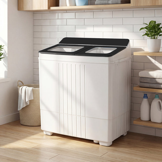 Portable Washing Machine with 12 LBS Washer and 8 LBS Spinner Combo for Apartments-Black