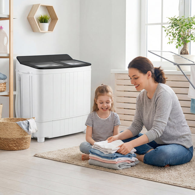 Portable Washing Machine 18 lbs Mini Laundry Machine with 11 LBS Washer-Grey