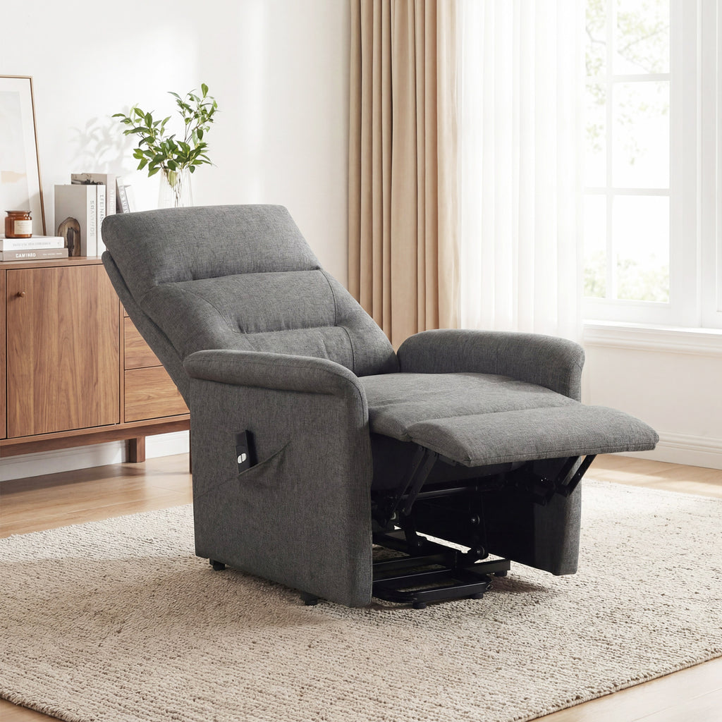 Power Lift Recliner Chair for Elderly with Remote Control and Side Storage Pocket-Gray