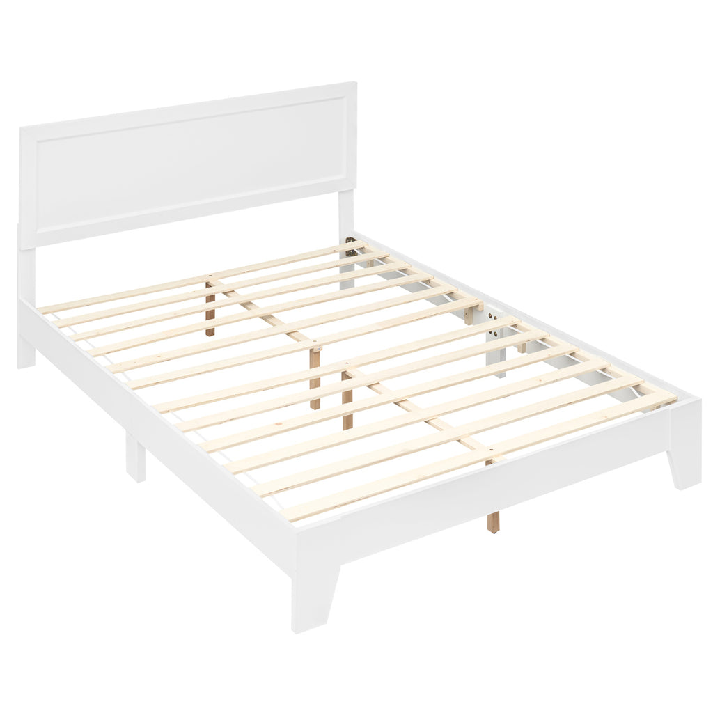 Queen Size Modern Bed Frame with Headboard-White