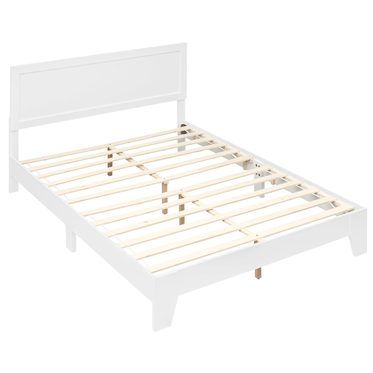 Queen Size Modern Bed Frame with Headboard-White