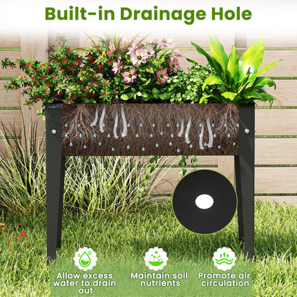 Raised Garden Bed Elevated Metal Planter Box with Legs Drainage Holes-S