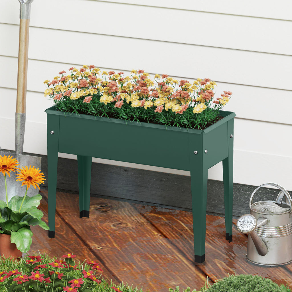 Jardinière surélevée en métal avec pieds - Verte