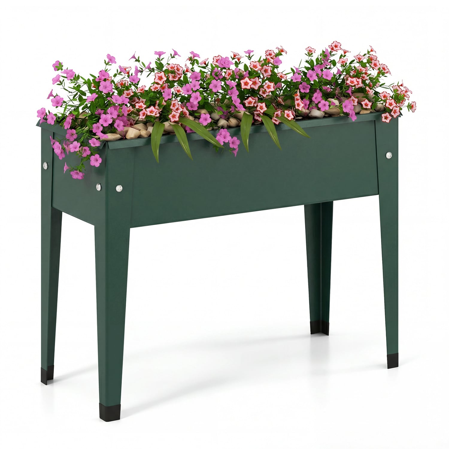 Jardinière surélevée en métal avec pieds - Verte