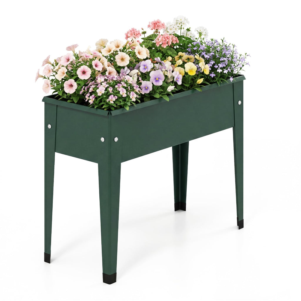 Jardinière surélevée en métal avec pieds - Verte