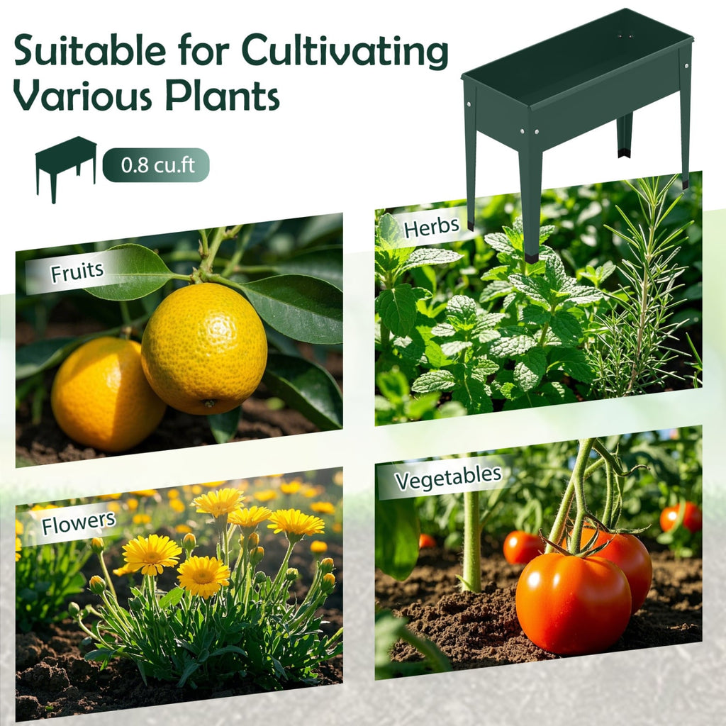 Jardinière surélevée en métal avec pieds - Verte
