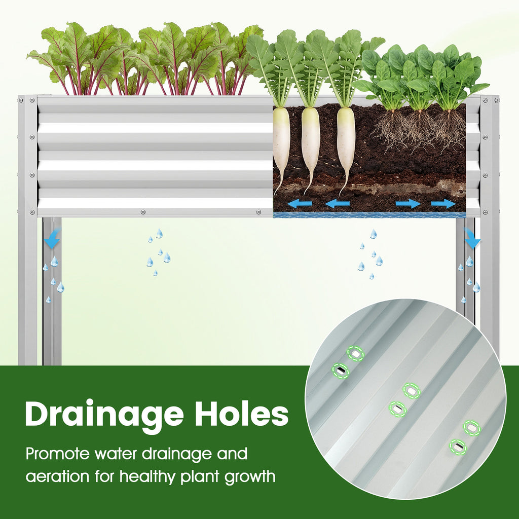 Lot de 2 jardinières surélevées en métal avec revêtement électrostatique – Argent