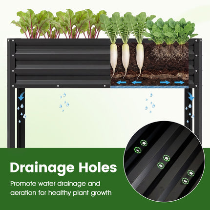 Raised Garden Bed with Legs Electro-Coating Metal Large Elevated Planter Box-Black