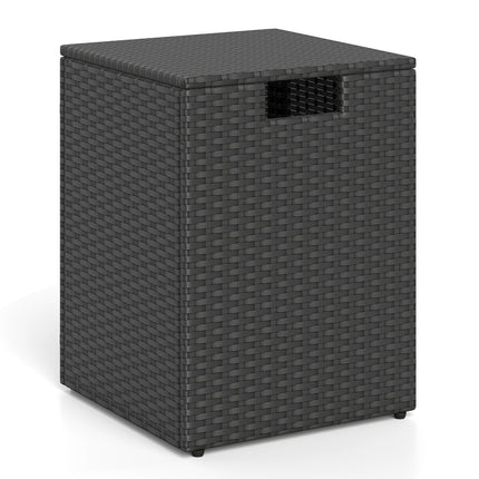 Rattan Propane Tank Cover Patio Hideaway Tank Side Table-Black