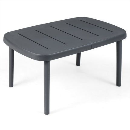 Rectangular Patio Storage Side Table with Aluminum Alloy Rods for Poolside-Gray