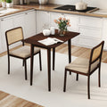 Rectangular Wooden Dining Table for 2-4 34 Inch Farmhouse Solid Wood Kitchen Table-Walnut